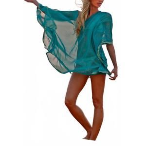 NEW MALIBUTIQUE saree cover up in turquoise
